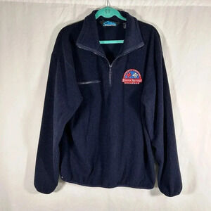 Corvette Weekend Jacket Men's Medium Blue Ribbed Eureka Springs 1/4 Zip Pullover